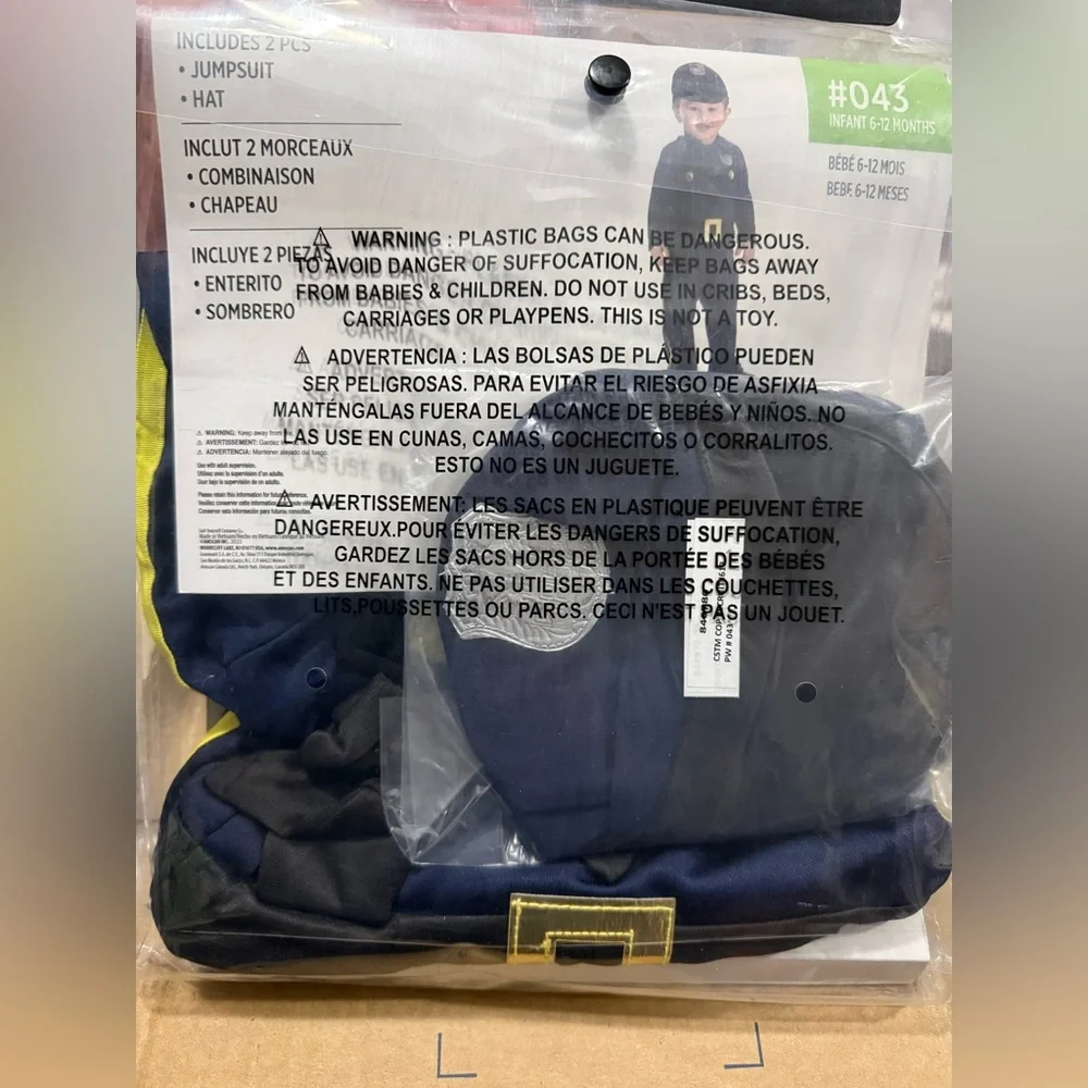 Infant 6-12M Cop Recruit Costume Party City NWT